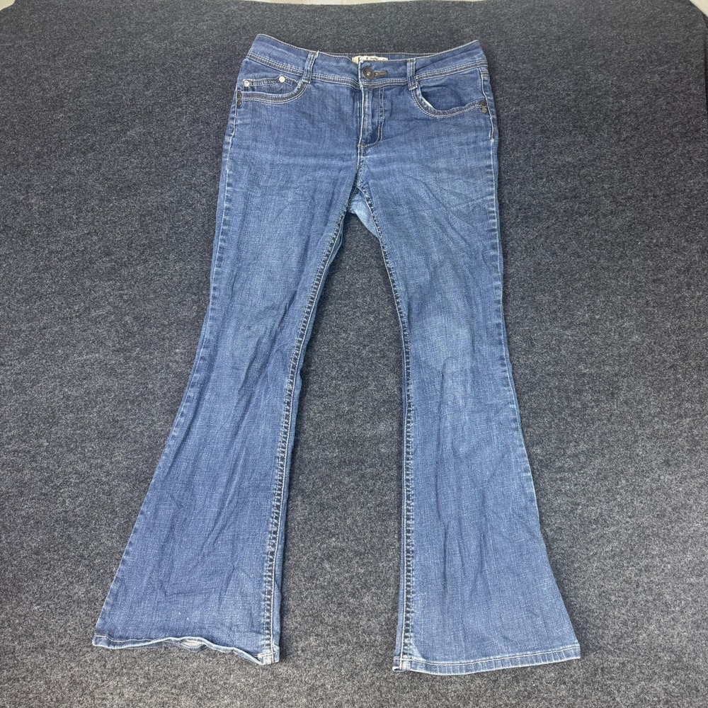 VTG L.e.i. Sophia Hiphugger Flared Jeans Women 5 Short Blue Denim Cotton Stretch